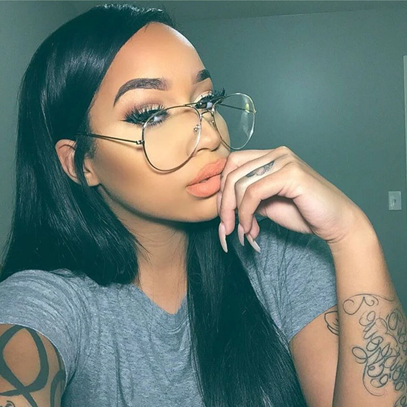 Luxury Brand Designer Aviation Big Frame Women Men Eye Glasses Vintage Metal Twin Beam Oversized Eyeglasses Clear Lens Thin
Luxury Brand Designer Aviation Big Frame Women Men Eye Glasses Vintage Metal Twin Beam Oversized Eyeglasses Clear Lens Thin