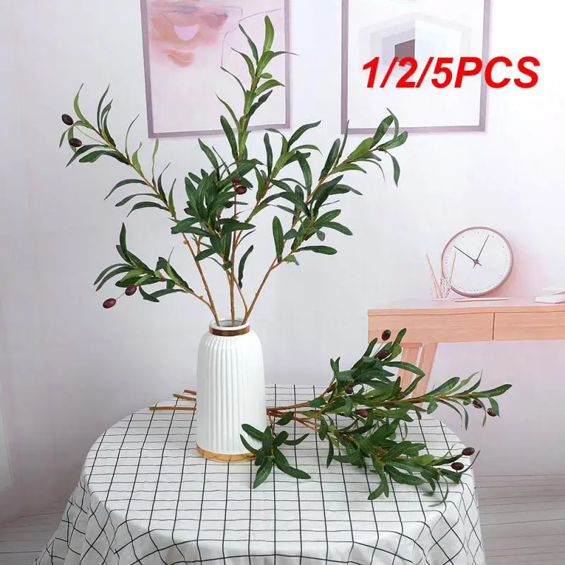 

1/2/5PCS Artificial Green Leaf Olive Branch Fruit Fake Plants Wedding Home Photography Props Flowers Arrangement Decoration