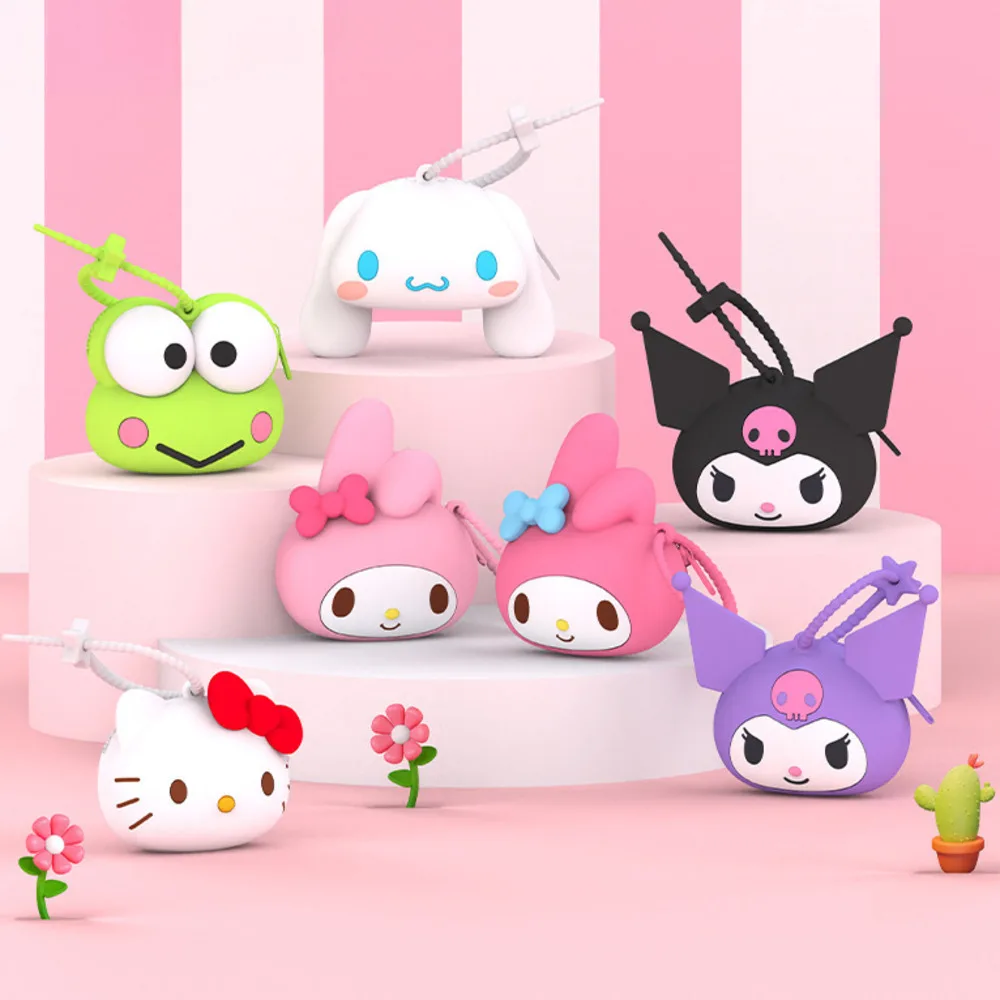 

Силиконовые кошельки MINISO Sanrio для монет, сумка для хранения, мультяшный Брелок с подвеской Hello Kitty My Melody Kuromi Cinnamoroll, кошелек, брелок