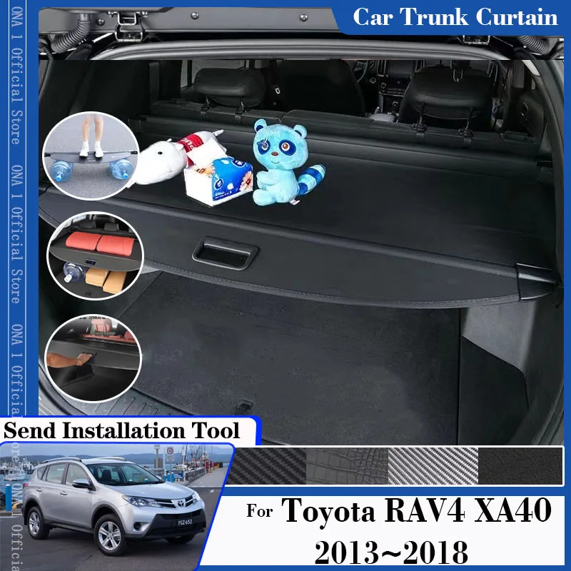 

For Toyota RAV4 RAV 4 XA40 2013~2018 Car Rear Trunk Curtain Cover Trunk Luggage Racks Partition Security Shades Auto Accessories