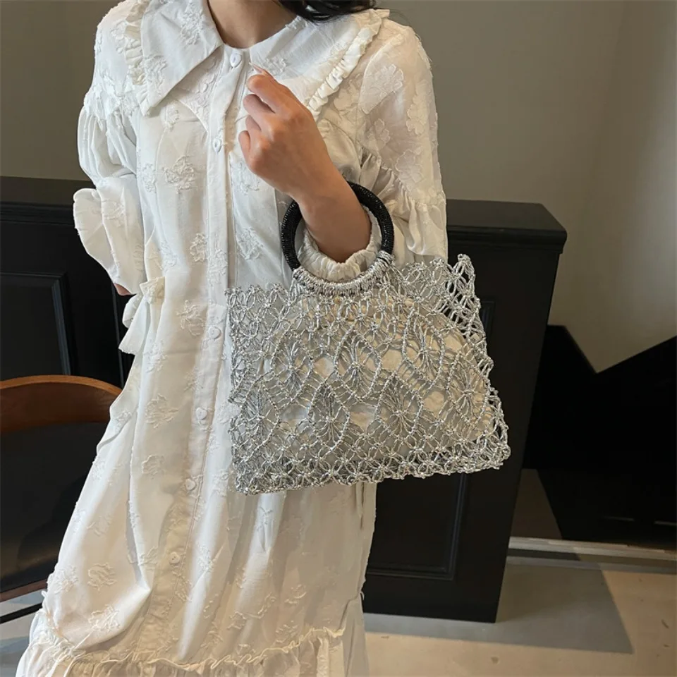 Luxury Woven Round Handle Bag - Designer Eco-Friendly Hollow-Out Handbag 13 S1625fa82be5d406f8750c1f90d8a1c23z