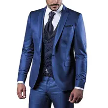 Blue Wedding Men Suits Slim Fit with Floral Pattern Waistcoat 3 Piece Formal Groom Tuxedos Dinner Italian Fashion Jacket Pants
Blue Wedding Men Suits Slim Fit with Floral Pattern Waistcoat 3 Piece Formal Groom Tuxedos Dinner Italian Fashion Jacket Pants