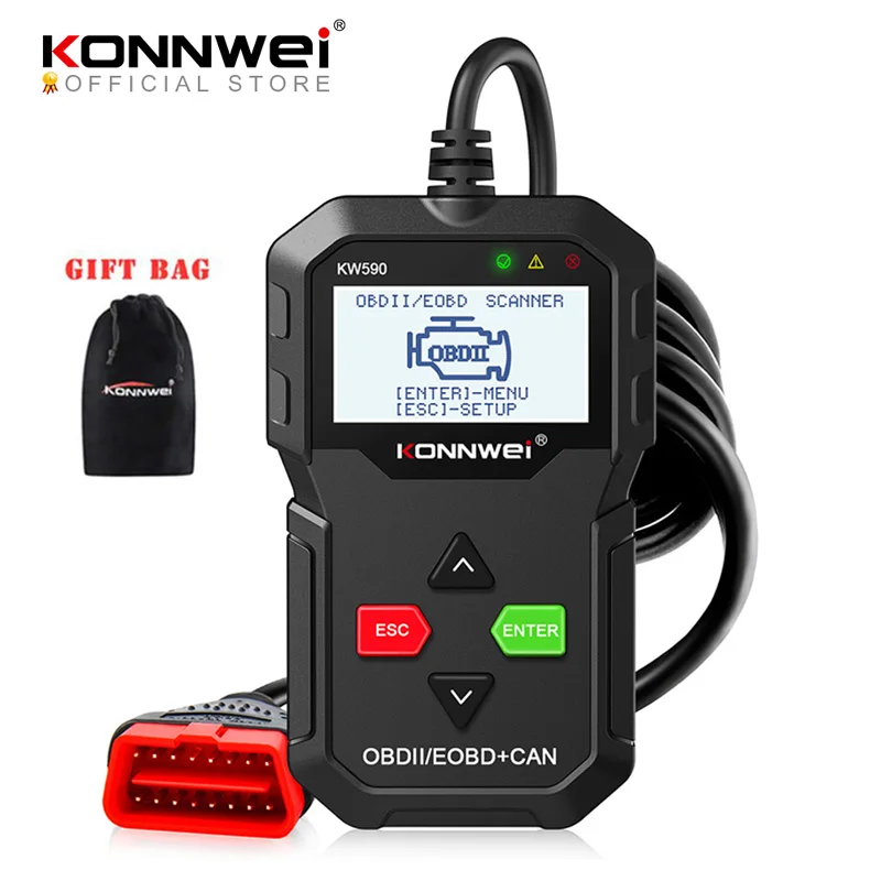 

2023 OBD Diagnostic Tool KONNWEI KW590 Car Code Reader automotive OBD2 Scanner Support Multi-Brands Cars&languages Free Shipping