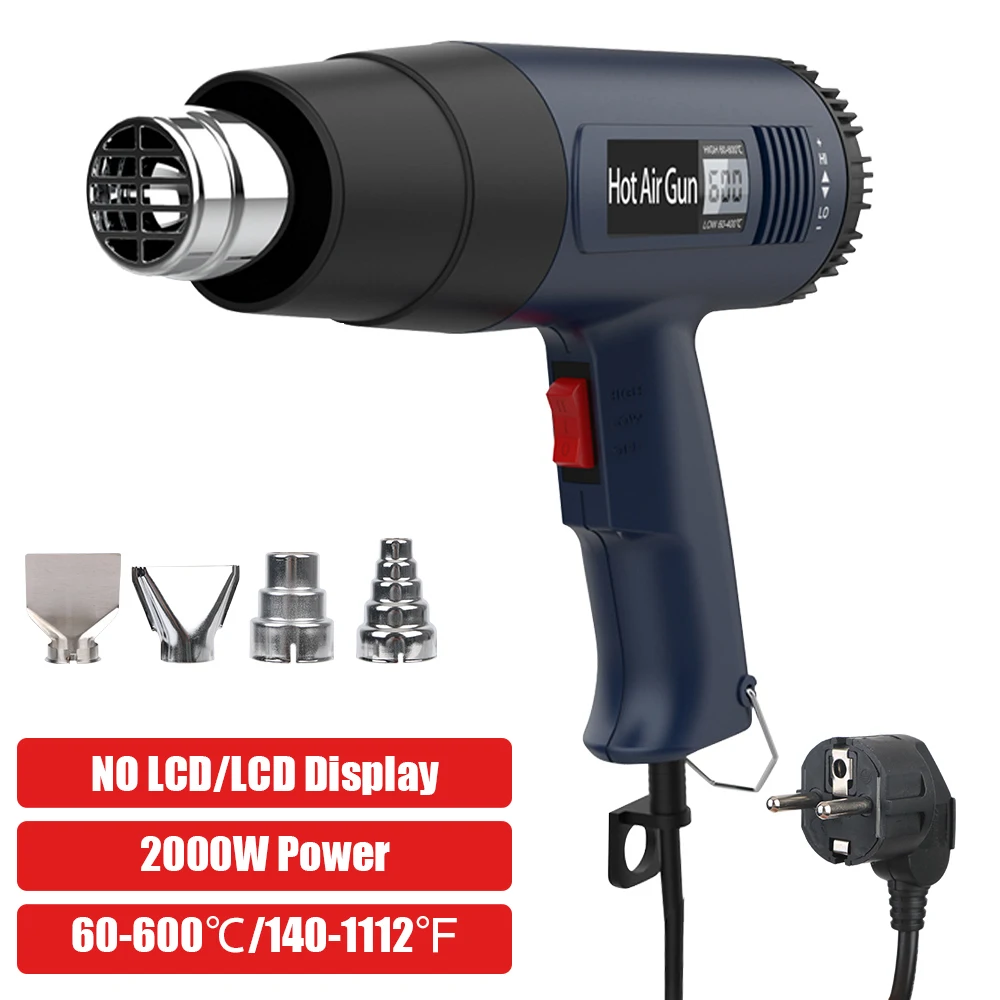 220V 2000W Hot Air Gun Air Dryer EU Plug Industrial Heat Gun for Soldering Thermal Blower Shrink Wrapping Tools 60-600 ℃
220V 2000W Hot Air Gun Air Dryer EU Plug Industrial Heat Gun for Soldering Thermal Blower Shrink Wrapping Tools 60-600 ℃