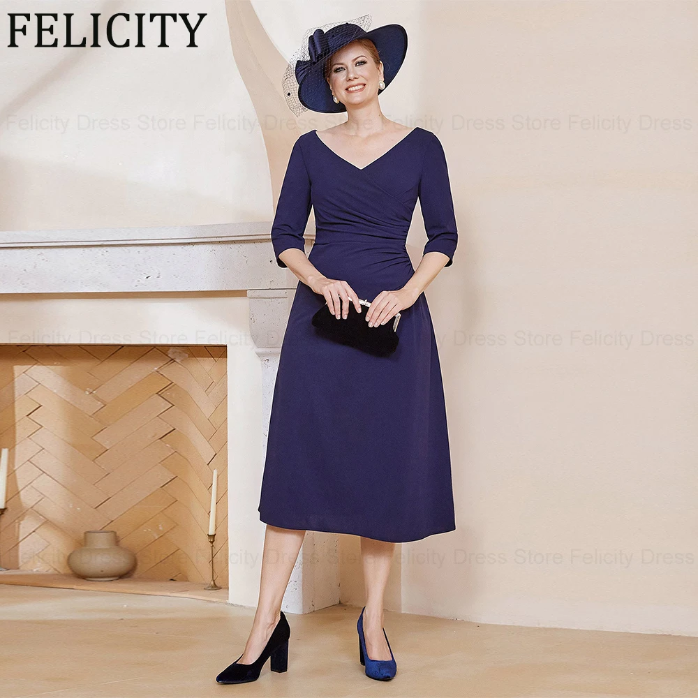 Dark Navy Elegant Mother of the Bride Dress 2024 A-Line V-Neck Wedding Guest Dresses Pleated Tea-Length Prom Party Evening Gowns
Dark Navy Elegant Mother of the Bride Dress 2024 A-Line V-Neck Wedding Guest Dresses Pleated Tea-Length Prom Party Evening Gowns