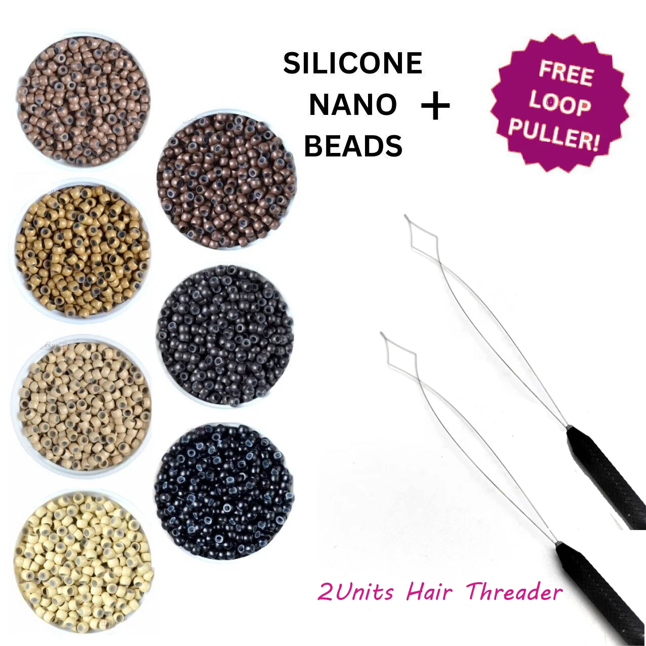 500 units Nano Beads Micro Rings Silicone Lined Hair Extensions + Free Loop Puller
500 units Nano Beads Micro Rings Silicone Lined Hair Extensions + Free Loop Puller