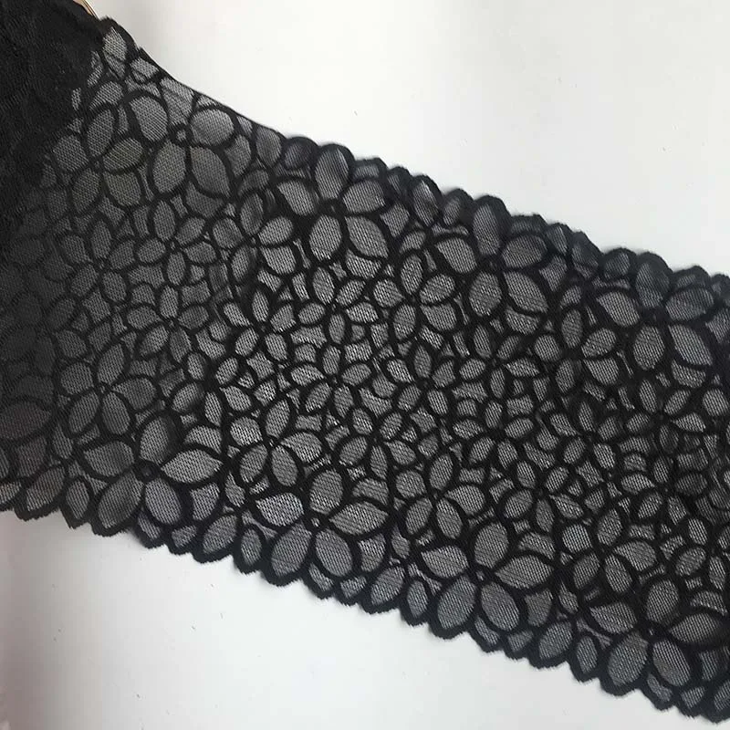 

50Yards Black Floral Embroidered Stretch Elastic Lace Trims For Sewing Underwear Bra Dance Dress Clothes Accessories