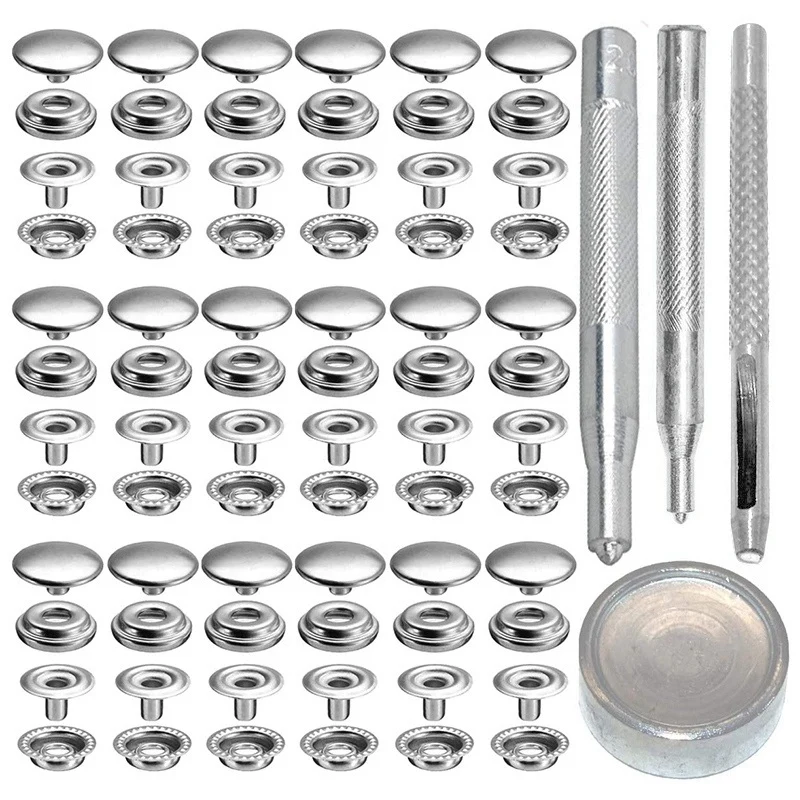 72Pcs 15MM Stainless Steel Fastener Snap Press Stud Button for Marine Boat Canvas with Punching Set Tool Kit Silver
72Pcs 15MM Stainless Steel Fastener Snap Press Stud Button for Marine Boat Canvas with Punching Set Tool Kit Silver