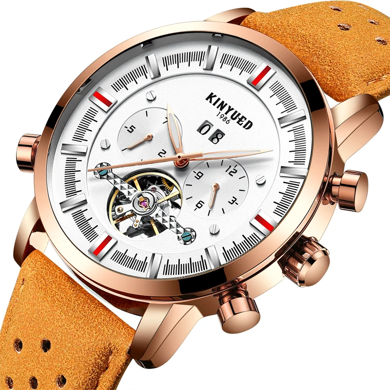 Kinyued Male Automatic Mechanical Watch Skeleton Tourbillon Chronograph Waterproof Luxury Wristwatch Men's Reloj Leather Clock
Kinyued Male Automatic Mechanical Watch Skeleton Tourbillon Chronograph Waterproof Luxury Wristwatch Men's Reloj Leather Clock