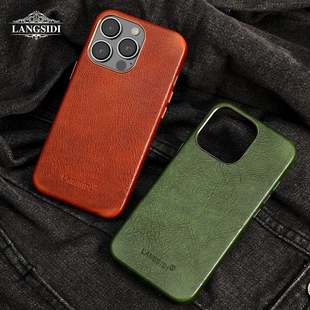 LANGSIDI Brand Retro Cowhide leather Magsafe case For Iphone 15 14 13 pro max 13pro 13 mini Luxury Shockproof protective cover
LANGSIDI Brand Retro Cowhide leather Magsafe case For Iphone 15 14 13 pro max 13pro 13 mini Luxury Shockproof protective cover