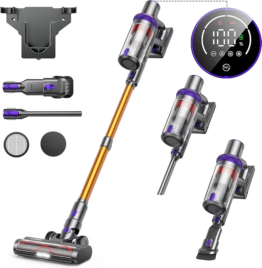 

Up to 50 Mins Runtime, Handheld Anti-Tangle Vacuum Cleaner, Edge Cleaning, Pet Hair, Carpet and Hardwood Floor