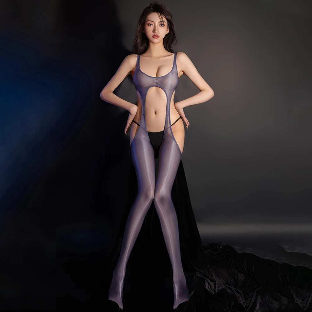 Women Ultra-thin Sheer Perspective Bodysuit Sleeveless Hollow Out Open Crotch Jumpsuit Oil Shiny Glossy Erotic Bodystockings
Women Ultra-thin Sheer Perspective Bodysuit Sleeveless Hollow Out Open Crotch Jumpsuit Oil Shiny Glossy Erotic Bodystockings