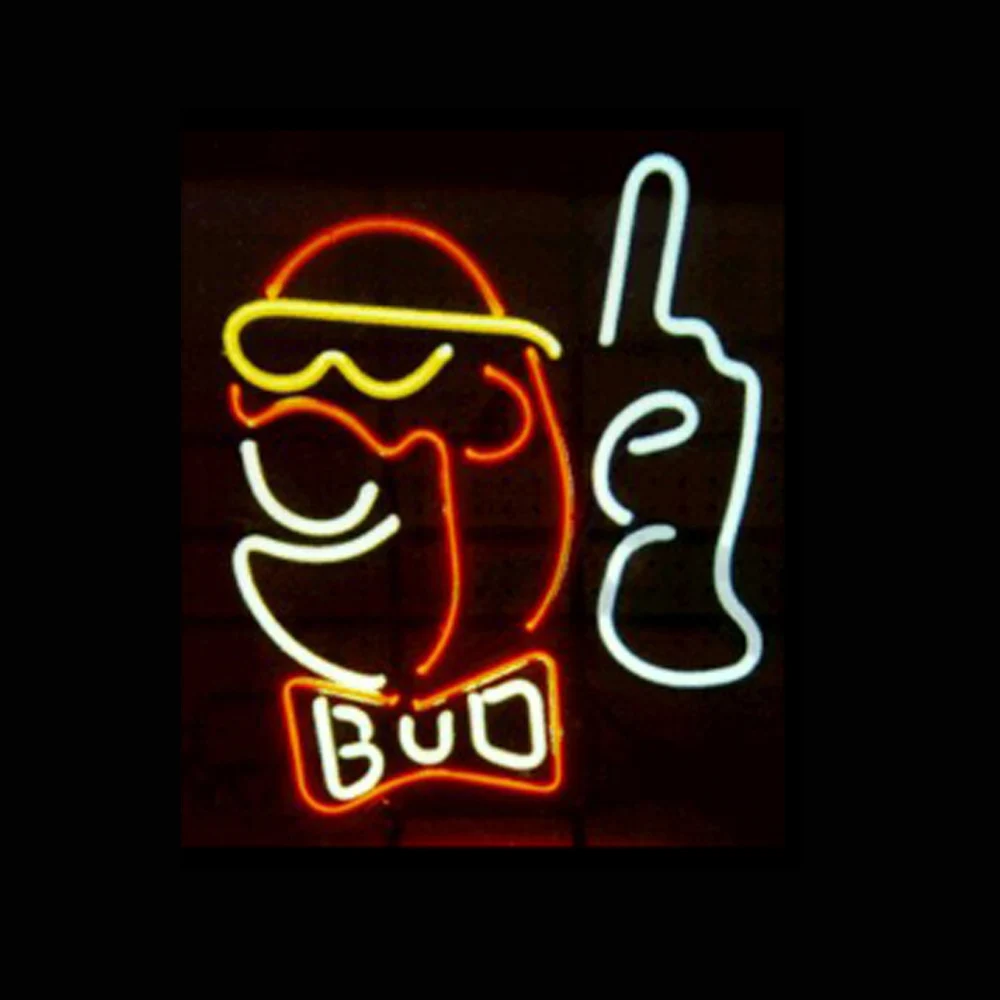 

Bud Man Budweiser Neon Light Sign Custom Handmade Real Glass Tube Beer Bar KTV Advertise Store Shop Decor Display Lamp 14"X17"