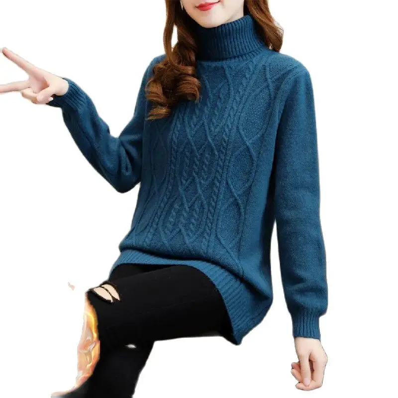 Fleece/Fleece Fashion Turtle Neck Women Loose Autumn And Winter New Long-sleeved Solid Color Joker Knit Bottoming Shirt Women.
Fleece/Fleece Fashion Turtle Neck Women Loose Autumn And Winter New Long-sleeved Solid Color Joker Knit Bottoming Shirt Women.