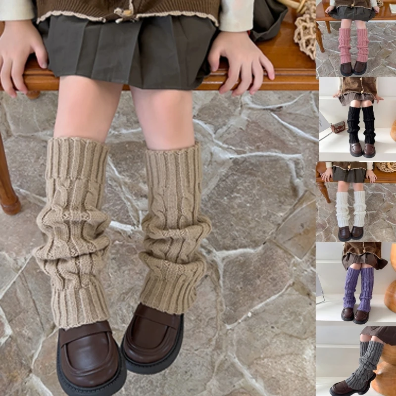 

Cable Knit Leg Warmers for Little Girl Winter Autumn Leggings NonSlip Knee High Socks Knit Stockings Kids Warm Leggings H37A