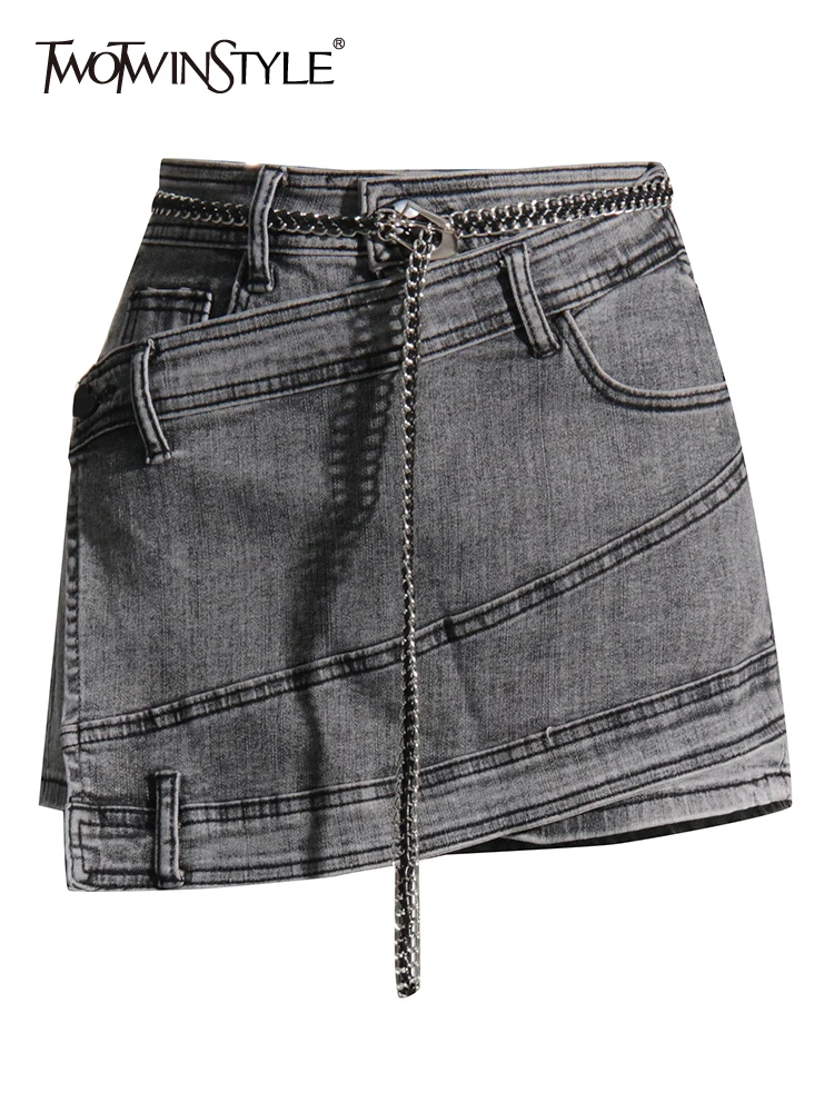 TWOTWINSTYLE Denim Minimalist Summer Asymmetrical Shorts For Women High Waist Patchwork Lace Up Short Pants Female Fashion New
TWOTWINSTYLE Denim Minimalist Summer Asymmetrical Shorts For Women High Waist Patchwork Lace Up Short Pants Female Fashion New