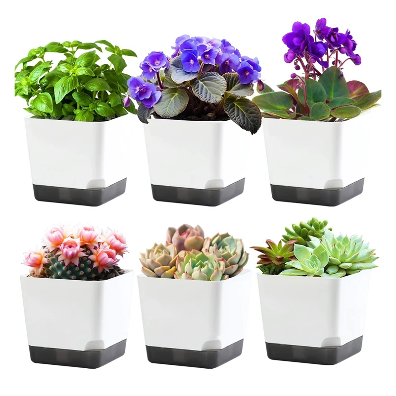 

3.9 Inch Succulent Pots Kit With Drainage Hole, 6 Pack Style Small Plant Pots Kit Flower Planters For Indoor Plants Gift Idea