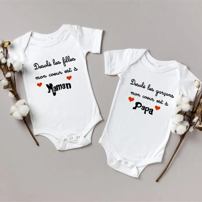 

Sorry Girls Boys My Heart Is Mom or Dad Newborn Baby Bodysuits Clothes Funny Cute Toddler Infant Jumpsuits Bodysuit Outfits