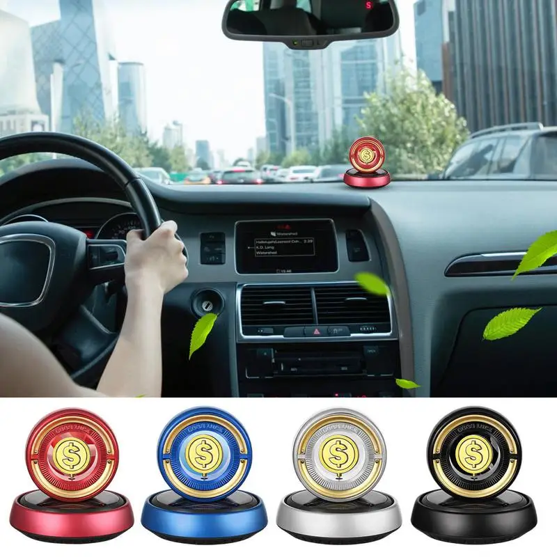 

Solar Car Air Freshener Rotating Coin Car Diffusers For Oils With Solar Rotation Car Perfume Creative Car Interior Accessories