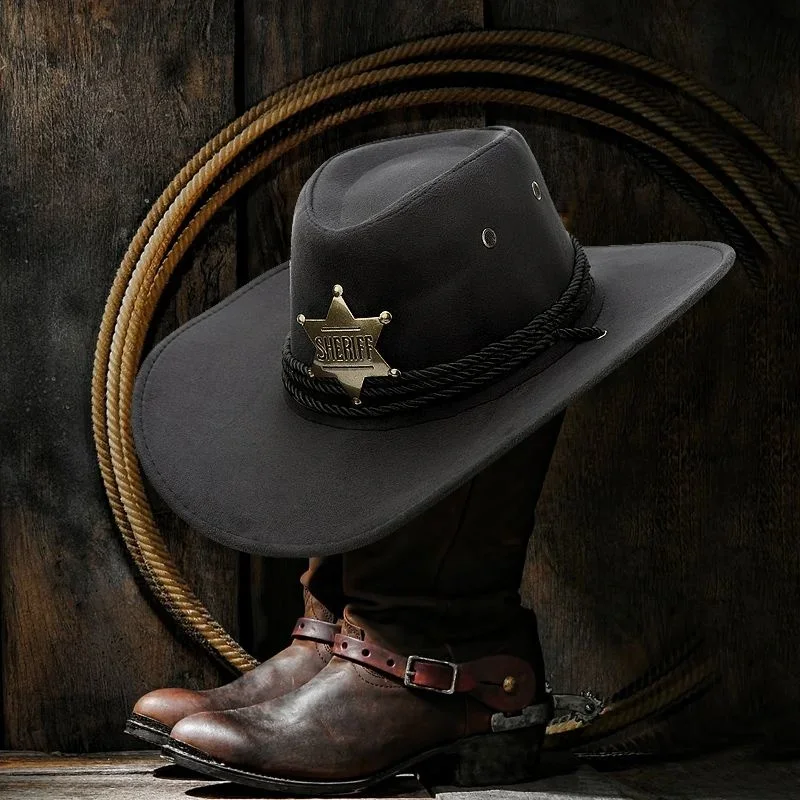 Men Women Six Star State Sheriff's Badge Hat Cop Hat Western Cowboy Hat Sunscreen Outdoor Riding Tourism Fashion
Men Women Six Star State Sheriff's Badge Hat Cop Hat Western Cowboy Hat Sunscreen Outdoor Riding Tourism Fashion