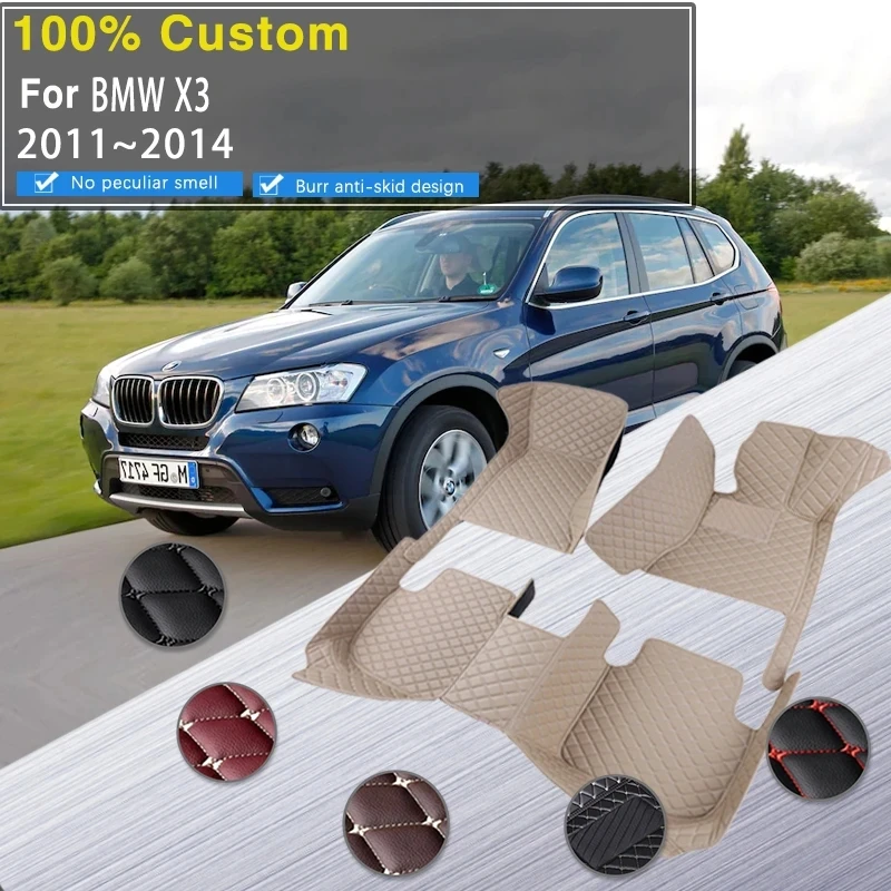 

Car Floor Mats For BMW X3 F25 MK2 2011~2014 Leather Luxury Mat Protective Pad Rug Covers Carpet Car Accessories Interior Parts