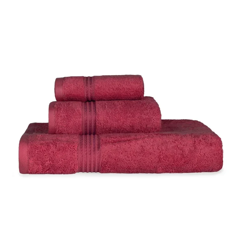 

Superior Derry Solid Egyptian Cotton 3-piece Towel Set, Burgundy