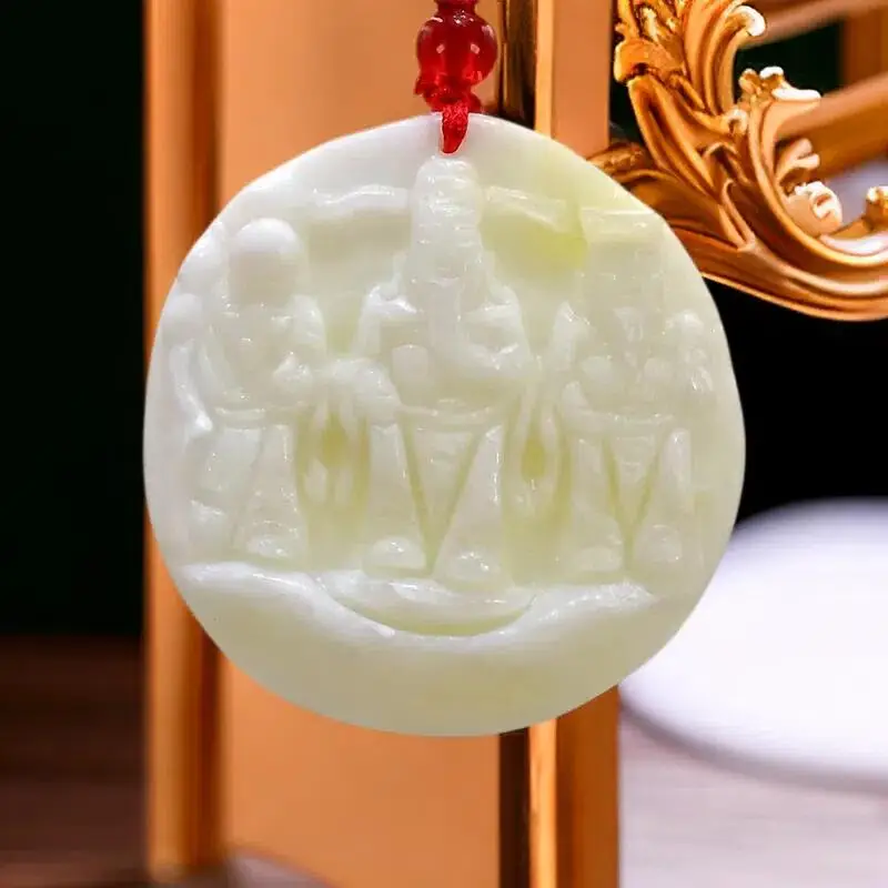 Ожерелье с подвеской из натурального белого нефрита и камня
Ожерелье с подвеской из натурального белого нефрита и камня