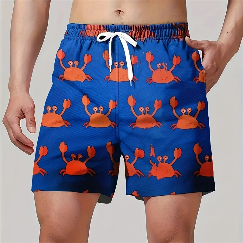 

3d Print Gradient Palm Tree Short Pants For Men Tropical Hawaii Swim Trunks Cartoon Crab Octopus Summer Cool Beach Shorts