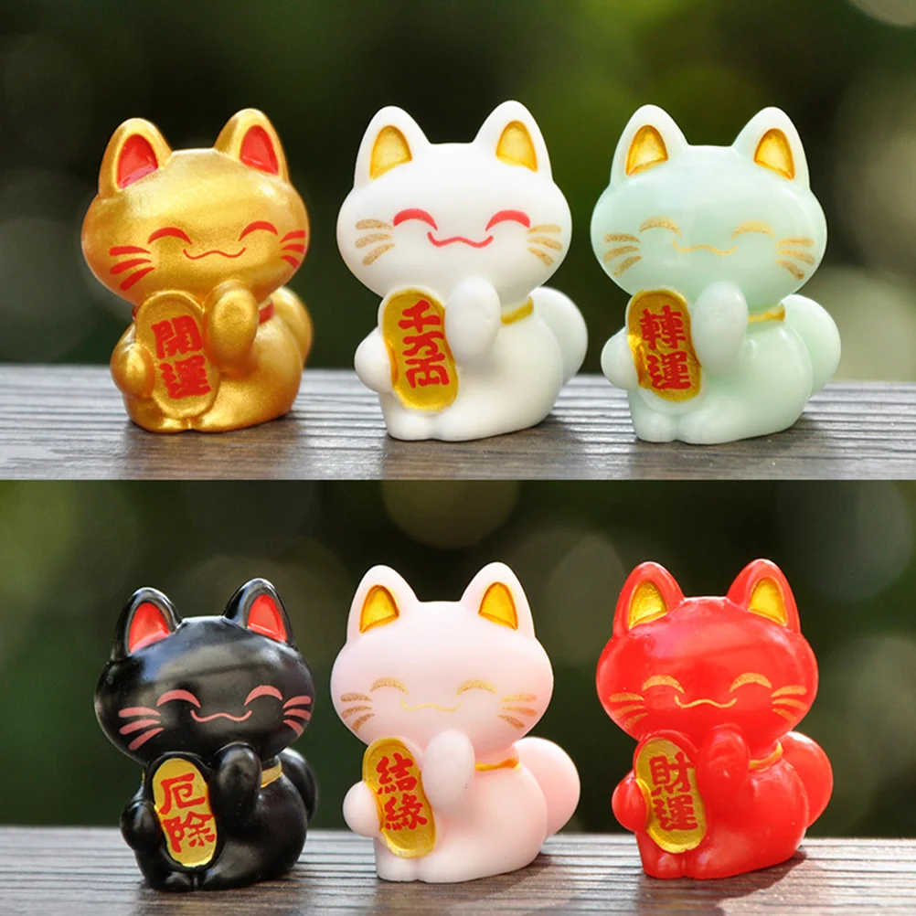 

Mini Ma Ne Lucky Cat Figurines 9Pcs Miniature New Year Japanese Cat Statue Cute Fortune Cat Kitten Figure Diy Bonsai