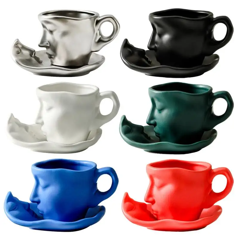 

Face Kiss Mug Creative Ceramic Water Cup Couple Afternoon Tea Coffee Cup Dish Set Nordicc Office Home Drinking Set Friend Gift