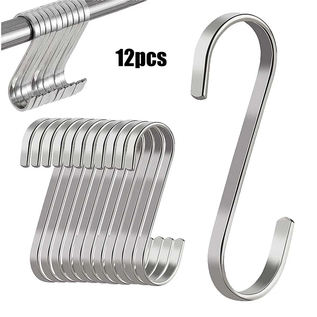 Thickened Flat S-Shaped Hooks Stainless Steel Hanger For Kitchen Bathroom Belt Scarf Tie Storage Rack Space-saving Hanging Bag
Thickened Flat S-Shaped Hooks Stainless Steel Hanger For Kitchen Bathroom Belt Scarf Tie Storage Rack Space-saving Hanging Bag