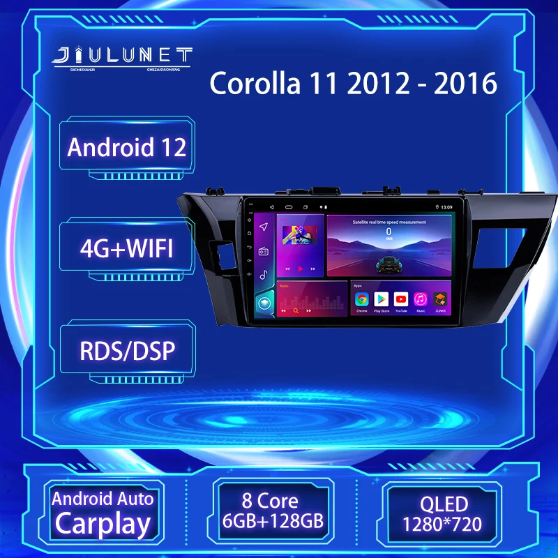 

JIULUNET 8-ядерный автомобильный радиоприемник Android 12 для Toyota Corolla 11 2012 - 2016 мультимедийный плеер навигация GPS Carplay Авто 2 Din