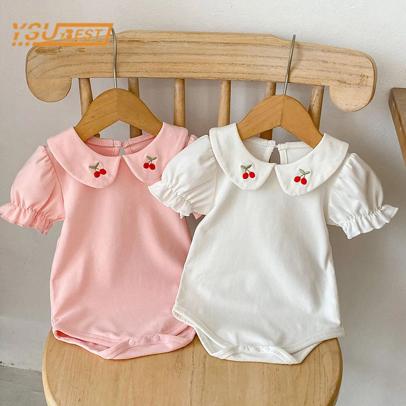 Summer Sweet Toddler Doll Collar Baby Girls Rompers Short Sleeve Cherry Print Jumpsuit Newborn Kids Baby Girls Rompers
Summer Sweet Toddler Doll Collar Baby Girls Rompers Short Sleeve Cherry Print Jumpsuit Newborn Kids Baby Girls Rompers