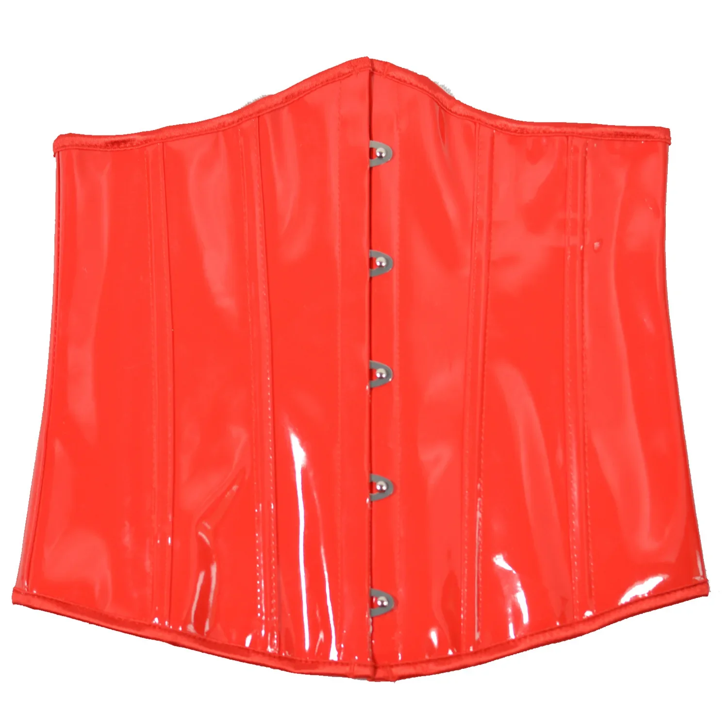 

Red Corset Mirror Glossy Pu Leather Strap Waistband Shiny Fish Bone Shaping Bodysuit Waist Seal and Abdominal Band Red Gorset