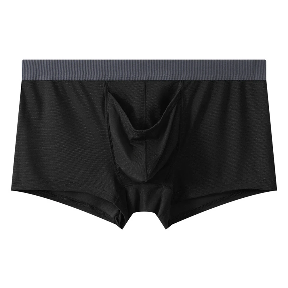 

Men Trunks Ice Silk Underwear Separate Open Ball Pouch Elephant Nose Breathable Comfort Ultra-thin Sport Boxer Shorts Slip Homme