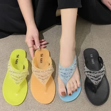 Women's Home Flat Slippers Women Rhinestones Flip Flops 2022 Summer Beach Non-slip Slides Ladies Casual Shoes zapatos de mujer
Women's Home Flat Slippers Women Rhinestones Flip Flops 2022 Summer Beach Non-slip Slides Ladies Casual Shoes zapatos de mujer