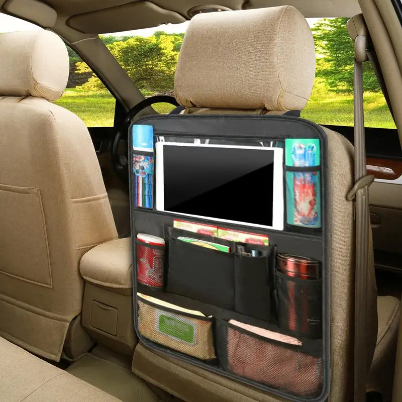 

Автомобильный Органайзер на заднее сиденье с держателем для планшета с сенсорным экраном, водонепроницаемый протектор сиденья с несколькими карманами, автомобильные аксессуары для хранения