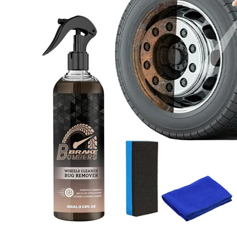 

Wheel Cleaner Tire Shine Spray Car Detailing Spray 3.53fl.oz Automotive Wheel Cleaning Spray With Sponge And Cloth Eliminate