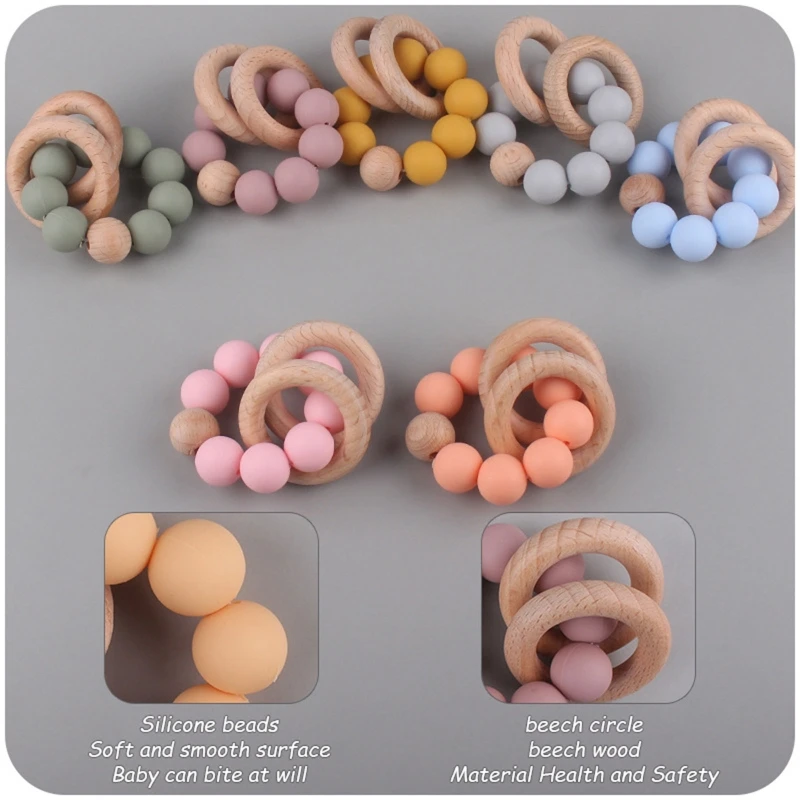 Baby Teether Bracelet Silicone Beech Beads Ring Wood Rattles Fidget Toy for Baby Girls Boys Teething Nursing Toy Appease
Baby Teether Bracelet Silicone Beech Beads Ring Wood Rattles Fidget Toy for Baby Girls Boys Teething Nursing Toy Appease