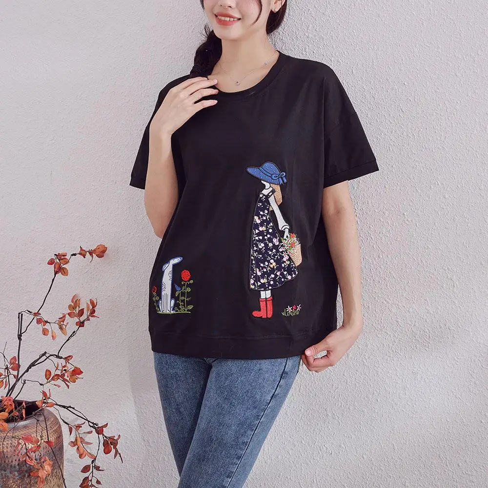 DIMANAF 2024 Summer New T-Shirt Women Fish Embroidery Printing Loose Casual Basic O-Neck Tops Black
DIMANAF 2024 Summer New T-Shirt Women Fish Embroidery Printing Loose Casual Basic O-Neck Tops Black