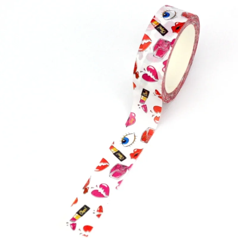 

1PC 10M Deco Cute Lipstick Heart Paper Washi Tape for Scrapbooking Journal Adhesive Masking Tape Stationery