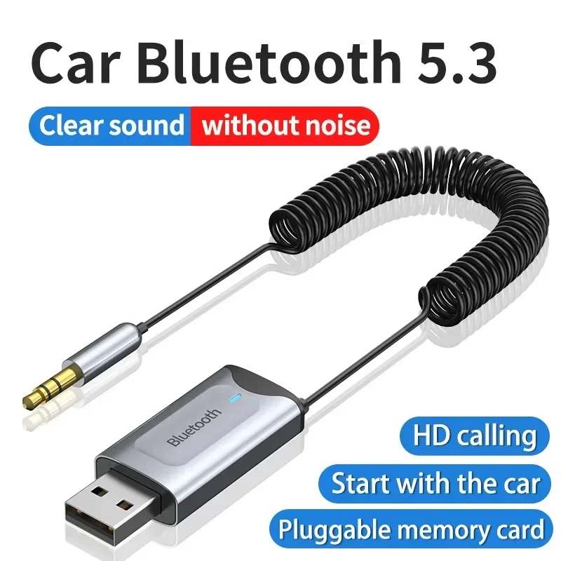 

Bluetooth Receiver 5.3 Stereo Wireless Car USB to 3.5mm Jack AUX Audio Adapter Music Mic Handsfree Call SD Card Slot for Car Kit