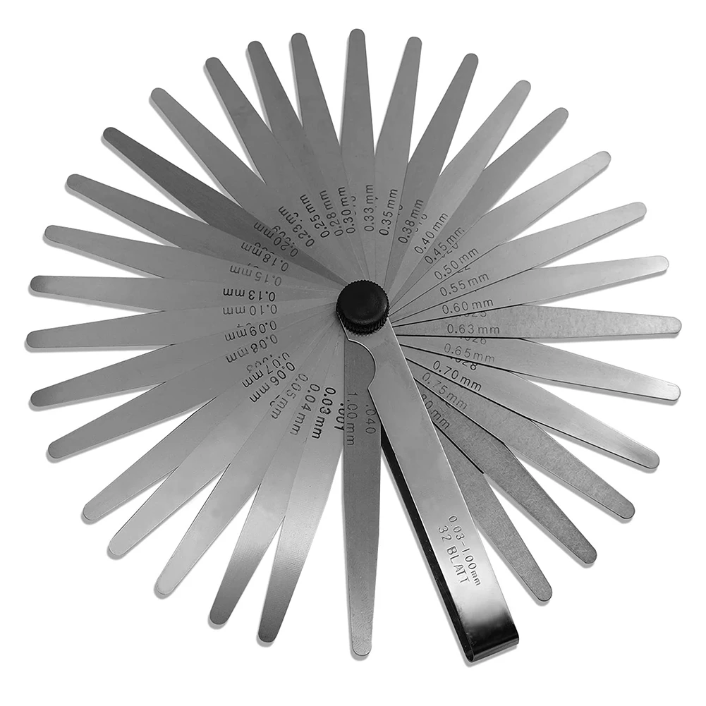 32PCS Feeler Gauge Stainless Steel Measuring Tool Set 0.001-0.04\" 0.03-1.00mm Stainless Steel Repair Tools
32PCS Feeler Gauge Stainless Steel Measuring Tool Set 0.001-0.04\" 0.03-1.00mm Stainless Steel Repair Tools