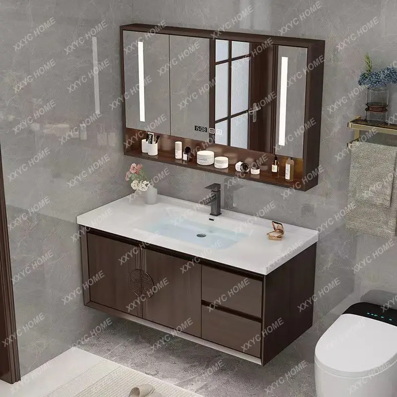 

Дубовый простой современный умный шкаф для ванной комнаты, комбинация зеркал