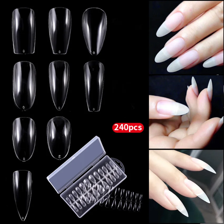 240PCS Full Cover Clear Tips Press on Clear Long Stiletto Tips Stick on Nails Supplies Long Reusable Full-Cover Nails Tips
240PCS Full Cover Clear Tips Press on Clear Long Stiletto Tips Stick on Nails Supplies Long Reusable Full-Cover Nails Tips