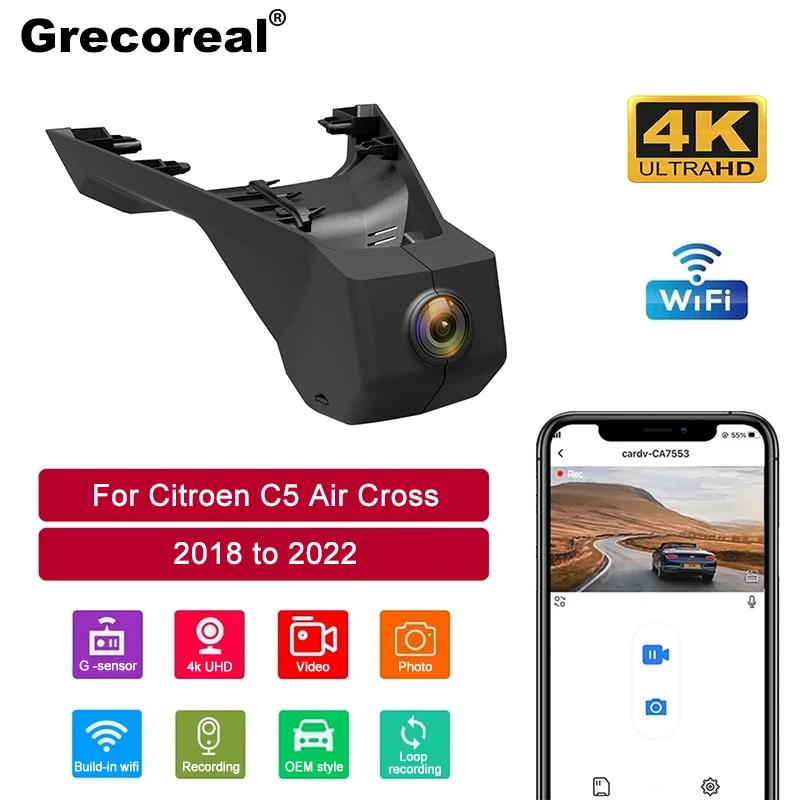 

Dash Cam Front Rear Wifi 4K Car Dash Camera Dual Cam Car Dvr Dashcam OEM for Citroen C5 Air Cross Aircross 2022 2021 2020 2019