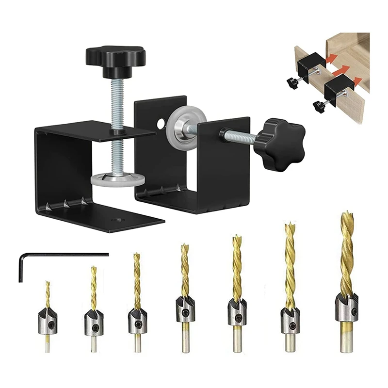 4Pcs Cabinet Hardware C Clamp Universal Black For Woodworking Cabinet Door Installation Pulls With Countersink Drill Bits Set
4Pcs Cabinet Hardware C Clamp Universal Black For Woodworking Cabinet Door Installation Pulls With Countersink Drill Bits Set