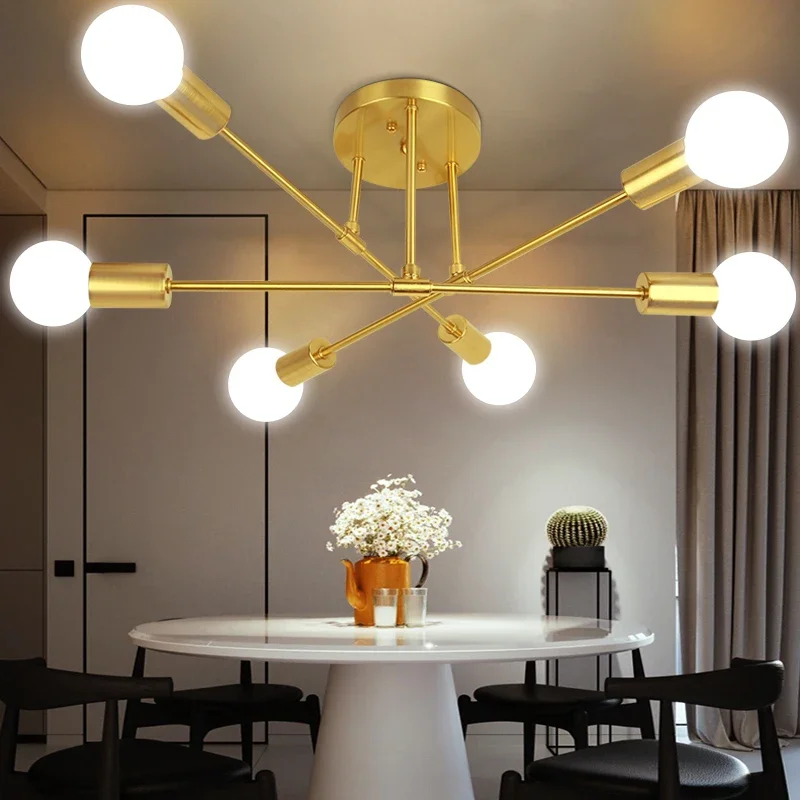 

Nordic Luxury Modern LED Ceiling Lamp Chandelier For Living Room Dining Bedroom Home Lighting 2 Heads 6 Head Lustre Illuminant