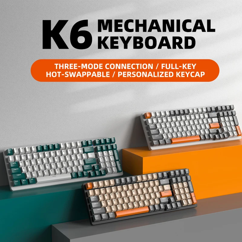 

K6 Bluetooth Three-mode Link Mechanical Keyboard Hot Swap 980 Gaming Esport Notebook Custom Mechanical Key for Computer Notebook