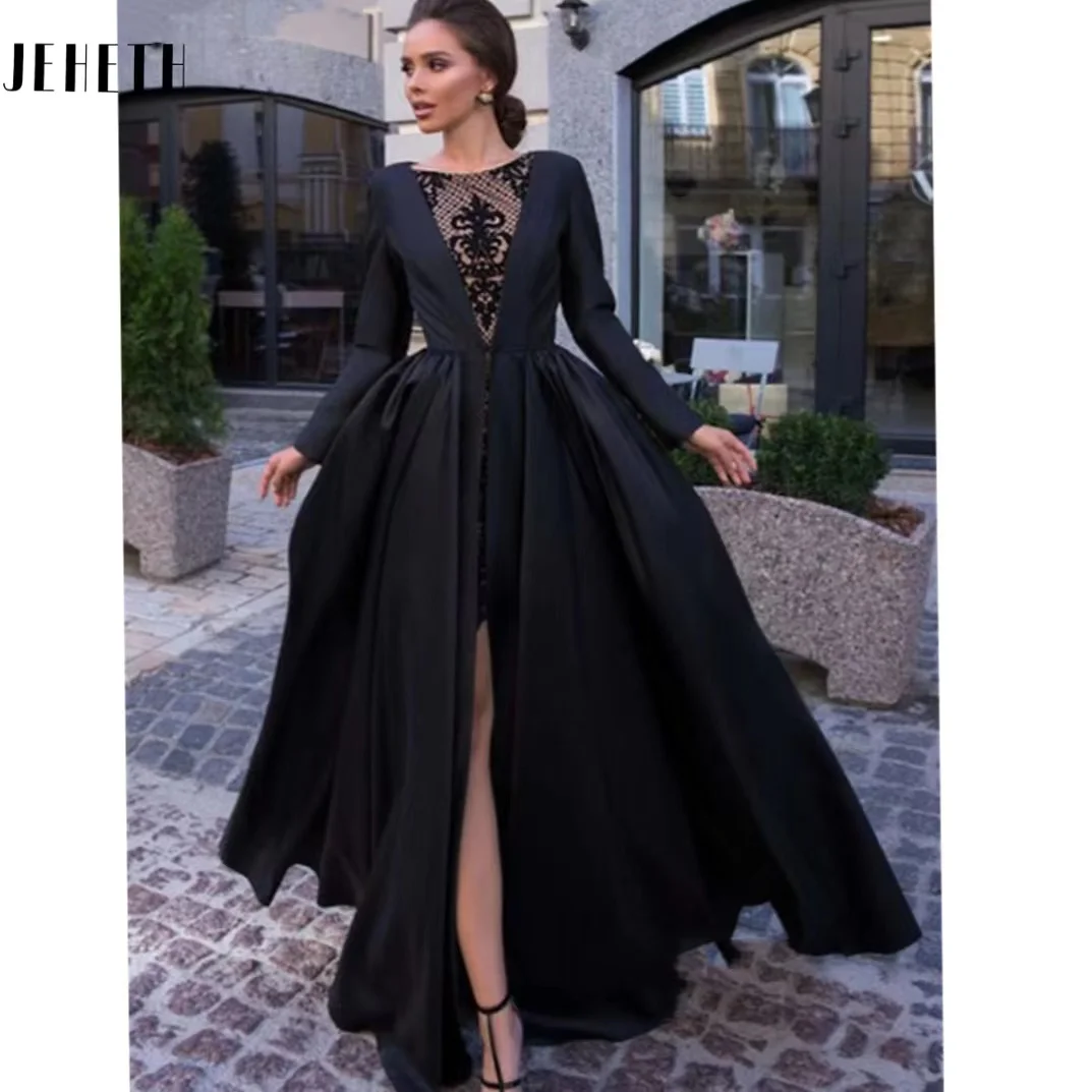 JEHETH Fashion Evening Dress Black 2023 Long Sleeves Modern Side Split Party Dress Satin A-Line Prom Gowns vestidos de noche
JEHETH Fashion Evening Dress Black 2023 Long Sleeves Modern Side Split Party Dress Satin A-Line Prom Gowns vestidos de noche